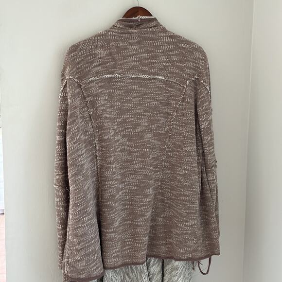 Free People Size Medium oversized open Front Cardigan Swing Sweater Brown - Picture 7 of 11